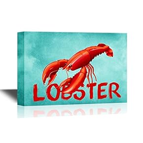 Seafood Canvas Wall Art - Large Red Lobster - Gallery Wrap Modern Home Art | Ready to Hang - 12x18 inches