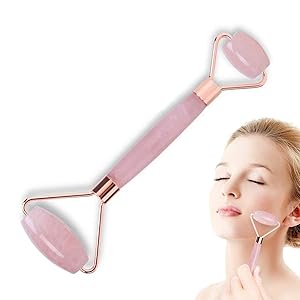 Jade Roller Massager,Anti-Aging Facial Roller Natural Jade Roller Make Your Face,Neck,Eyes Smooth Skin,Best Gift Free for Girlfriend,Ladies,Girls (Pink)