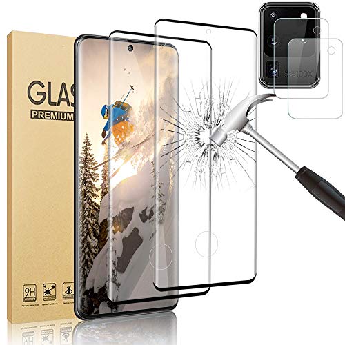 2+2 Pack Galaxy S20 Ultra Screen Protector Tempered Glass, with