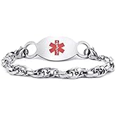 Personalized Womens Medical Alert ID Bracelet Customized Stainless Steel Emergency ID Awareness Bracelets Free Engraving