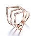 Redbarry Triple V Shaped Rings with Micro CZ Stones Paved in 18k Rose Gold Plated, Size 9