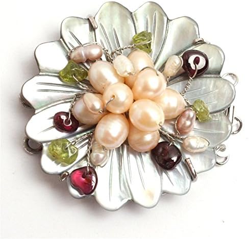 GEM-inside 1Piece Pearl Clasps 3-Strands Natural Shell Carved Flower Fresh Water Pearl Clasp For Jewellry Making Necklace Bracelet Jewelry Making 45mm(CA0155)