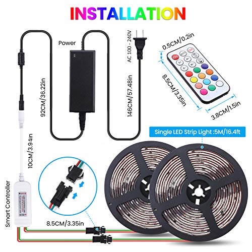 AMBOTHER LED Strip Lights 32.8-feet Multicolor Chasing Dreamcolor Changing Rope - Thumbnail 6