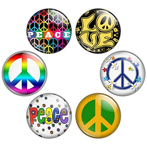 Button Bistro Men's Peace Sign 1.25 inch (32 mm) Pinback Button Set Badges Pins