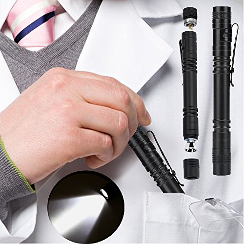 LED Pen Light Penlight 1200 Lumens Ultra Bright Mini Pocket Pen Light Torch Flashlight with Clip for Medical Doctor Nurse Students 3 Mode Powered By 2 x AAA Battery 2pcs