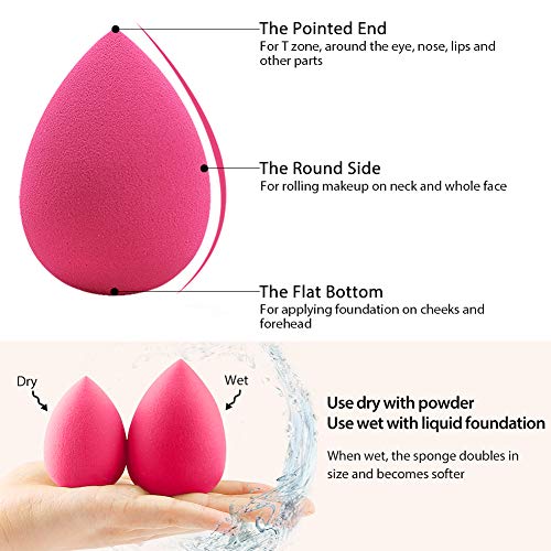 BEAKEY Makeup Brushes with Makeup Sponge, 7+1 Pcs Professional Makeup Brush Set, Premium Synthetic Foundation Powder Concealers Kabuki Eyeshadow Concealer Highlighter Blending Brush Kit