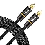 FIRBELY Digital Optical Audio Toslink Cable Male to Male- 24K Glod Plated Metal Connectors and Braided Jacket 15 feet