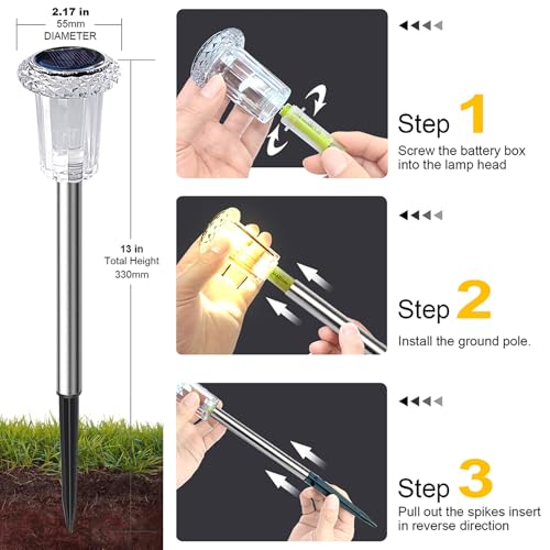 Sylvwin Solar Garden Lights LED Solar Lights Outdoor Garden Lights Pack of 10 Warm White Solar Garden Lights IP44 Waterproof Garden Lawn Garden Lights