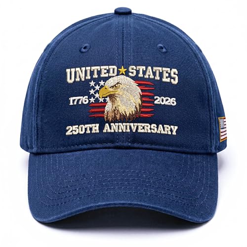 FLAGWIX 250th Anniversary USA Hat - Embroidered American Baseball Cap - Fathers Day 4th of July 250 Hat Gifts for Men Women