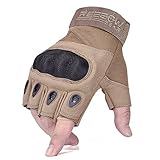 REEBOW GEAR Military Fingerless Hard Knuckle Tactical Gloves Half Finger for Motorcycle Driving Riding Army Gear Sport Shooting Airsoft Paintball Tan S