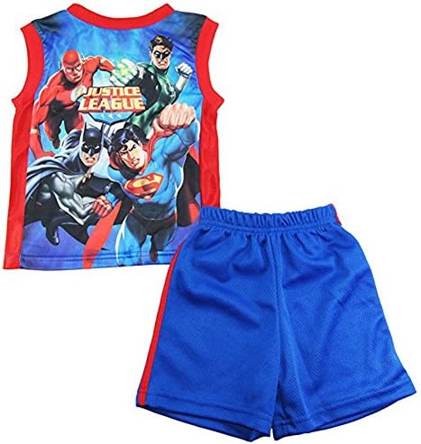 DC Comics Justice League Little Boys Heroes Tank Top 2Pc Mesh Shorts Set, 5