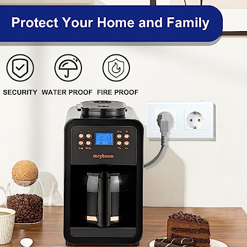 BSEED Wall Socket with Glass,Recessed Double Sockets,Power Outlet,Child Safety,Easy to Install,M Series,2 Sockets,157mm White