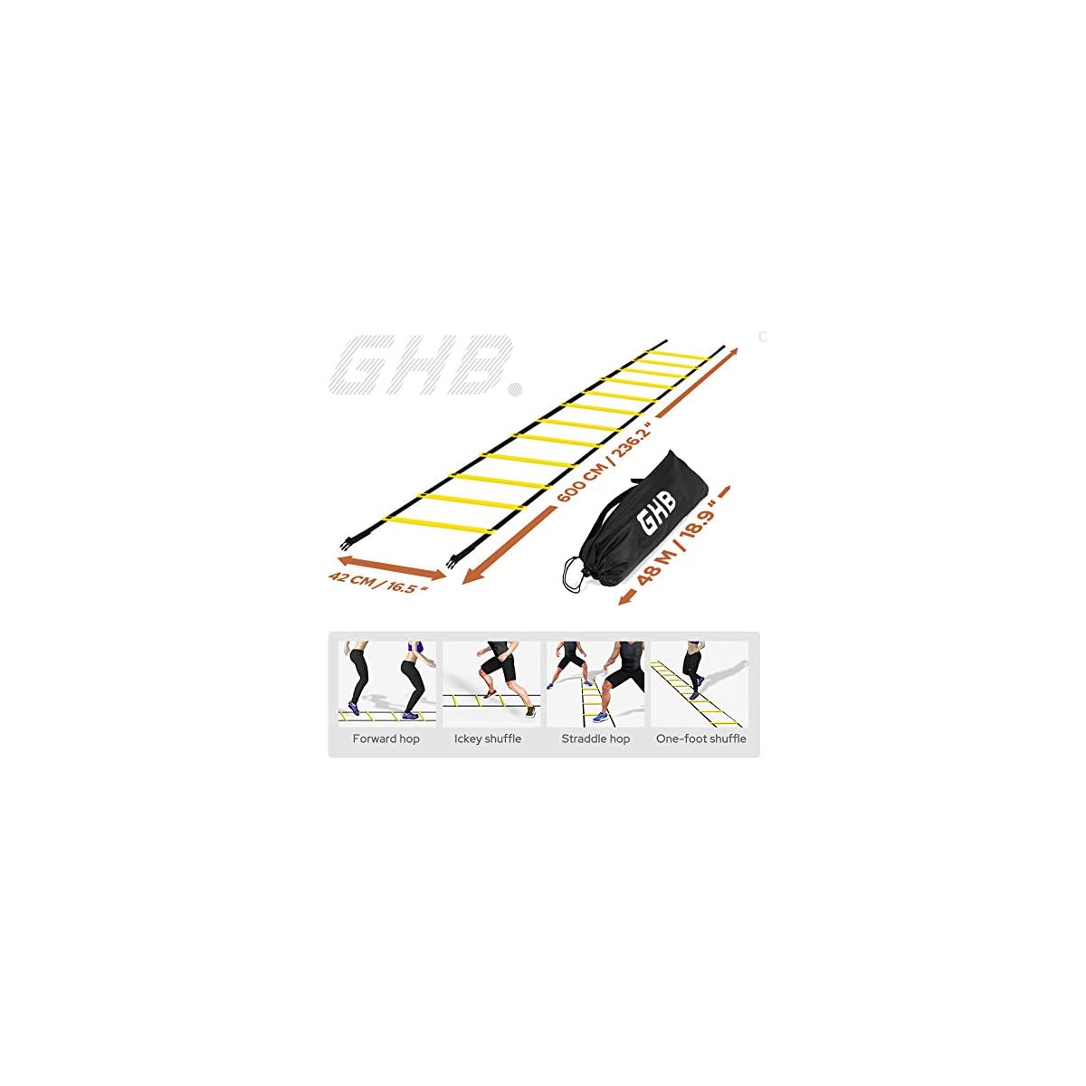 GHB Pro Agility Ladder Agility Training Ladder Speed 12 Rung 20ft with