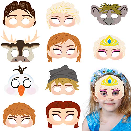 BeYumi 20 Packs Frozen Theme Masks Set Elsa Anna Princess Snow Queen Dress Up Costume Masks
