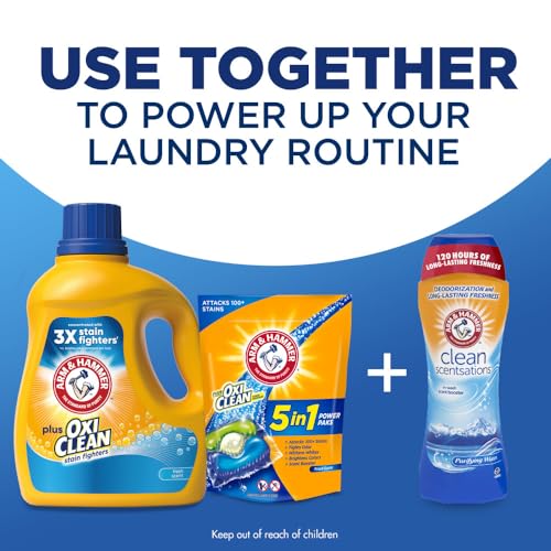 ARM & HAMMER PLUS OXICLEAN STAIN FIGHTERS LIQUID LAUNDRY DETERGENT, FRESH SCENT, 166.5 FL OZ, 128 LOADS