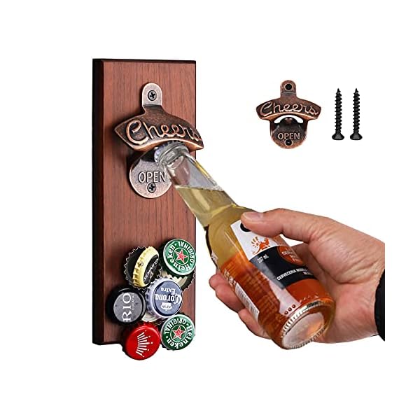 Bottle-Opener-Wall-MountedMagnetic-Beer-Bottle-Openers-with-Auto-Catch-CapsNovelty-Beer-Gifts-for-Dad-Him-Men-Husband-Beer-LoverCool-Gadget-Perfect-for-Kitchen-FridgeBarMan-CaveHome-PubGarden Magnetic Beer Bottle Opener Wall Mounted with Catcher, Novelty Beer Gift Ideas for Men Dad Husband Him, Cool Gadgets for…