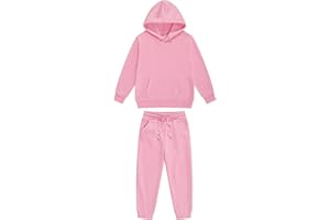 Hansber Kids Tracksuit Sweatsuit Boys Girls Sports Suit Solid Hoodies Sweatshirts with Pants 2 Piece Jogger Set