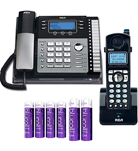 RCA 25424RE1 4-Line Expandable Phone System - Office Desk Telephone with Built-In Caller ID and Intercom Bundle with RCA H5401RE1 DECT 6.0 Cordless Handset, Blucoil 2 AA Batteries, and 4 AAA Batteries - Thumbnail 5