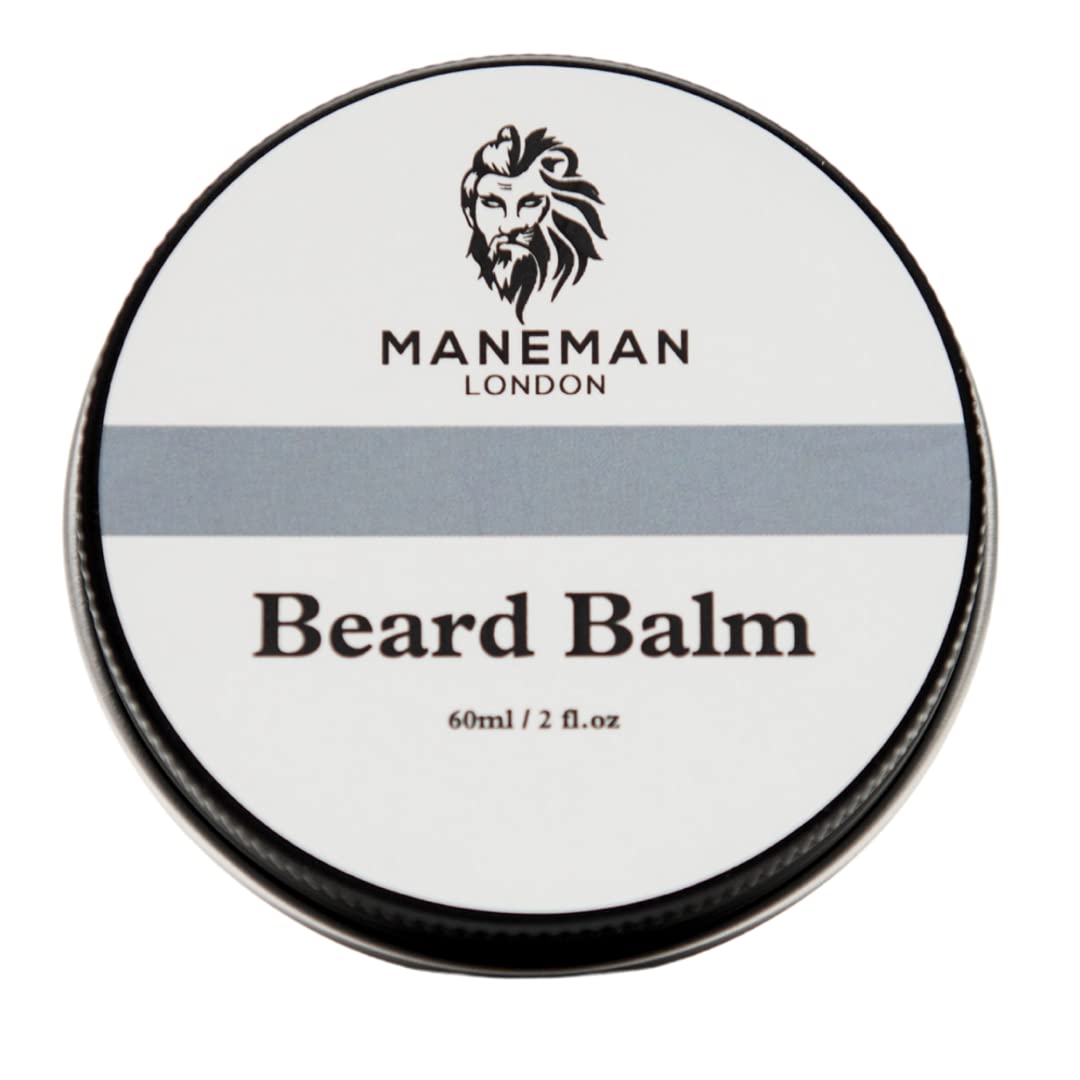 Maneman London Unscented Beard Balm for Men - Premium Natural Beard Thickener & Beard Softener for Men - Beard Conditioner for Men Enriched with Shea Butter & Argan Oil - 60g — image 1