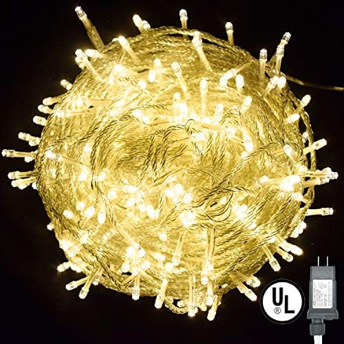 Vofler String Lights, Plug in 300 LED 100 ft/30M [UL Listed] [Weatherproof] [8 Modes] Decorative Lighting for Bedroom Patio Indoor Outdoor Home Halloween Christmas Xmas Tree Holiday Party-Warm White