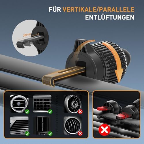 Kfz Handyhalterung Auto Lüftung： 360° Autohalterung Handy Halterung Auto, Phone Holder Car [Upgraded Hook & Silicone] Smartphone Handyhalter Auto für iPhone Samsung Google Sony Handys usw