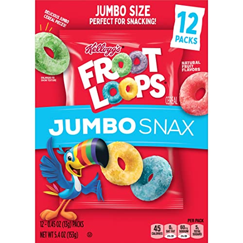 Kellogg's Froot Loops Jumbo Snax Cereal Snacks, Kids Snacks, Fruit
