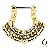 Tribal Pattern 16GA Septum Clicker Ring Gold Tone