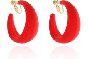 NOVEARRING Clip on Hoop Earrings for Women Detachable Clip-on Earrings 80s 90s Accessories Outfit Retro Neon Party Halloween Costumes Jewelry