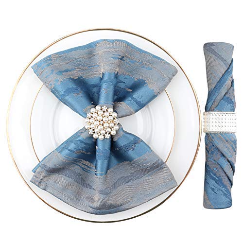 Set of 2 Napkin Ring Pearl Beaded Diamante Rhinestone Crystal Napkin Holder Table Setting Wedding Holiday Christmas Thanksgiving Décor Gold