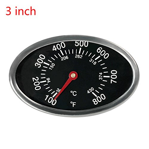 GASPRO 3 inch GP551 Heat Indicator Stainless Steel Lid Thermometer Temperature Gauge Replacement for Grill Master 720-0697 4 Burner, Aussie, Brinkman and Others