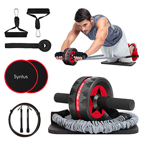 Syntus 10in1 AB Wheel Roller with Knee Pads Resistance Bands Handles