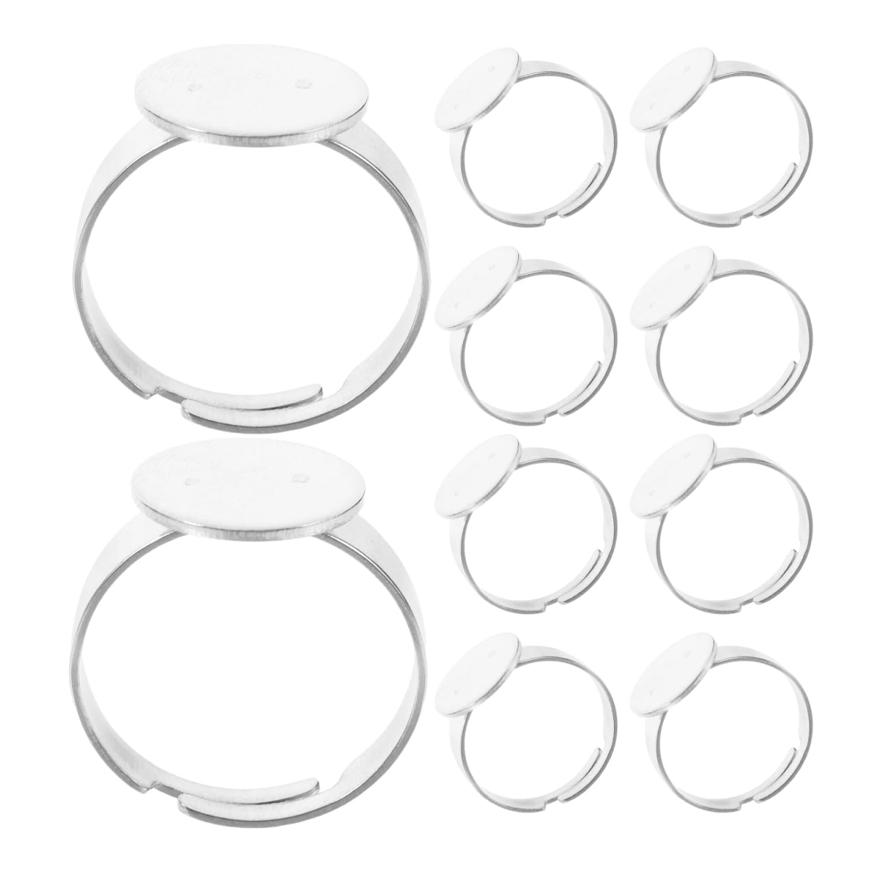 Tofficu 20Pcs 12Mm Adjustable Stainless Steel Ring Bases for DIY Jewelry Making - Versatile Crafting Supplies for Unique Handmade Rings