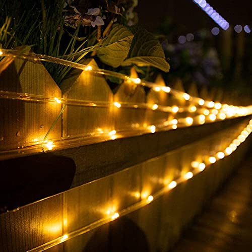 Solar Rope String Lights Outdoor 2 Pack 39 Feet 100 Led Waterproof Solar Powered Fairy Lights
