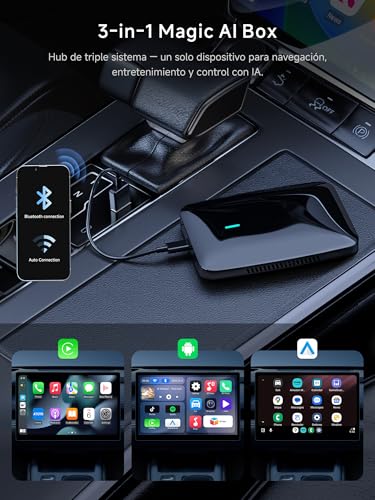 ATOTODIRECT Wireless CarPlay Android Auto Adapter, CarPlay AI Box for CP/AA by Cable, 2G+16G, Dual WiFi and Bluetooth Hub IoT, BLE, for Netflix/Youtube/TF Card, DriveChat AI Voice, CB4A
