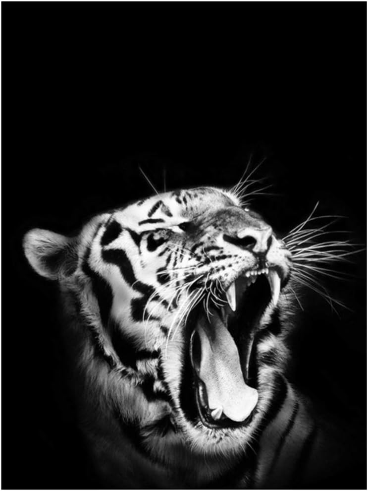 XZRDP Tigre Blanco Rugido Carteles Arte nórdico Animal Lienzo Pintura