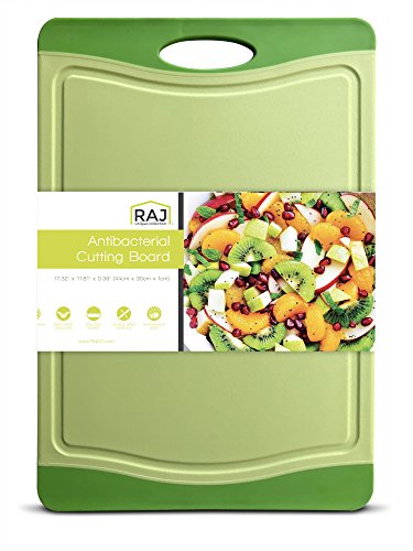 Raj Plastic Cutting Board Reversible Cutting board, Dishwasher Safe, Chopping Boards, Juice Groove, Large Handle, Non-Slip, BPA Free, FDA Approved (18", Lime with Green border)