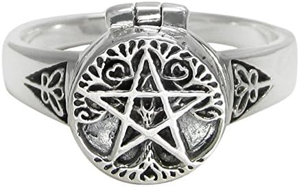 Sterling Silver Tree Pentacle Poison Locket Ring (Sizes 5-12)