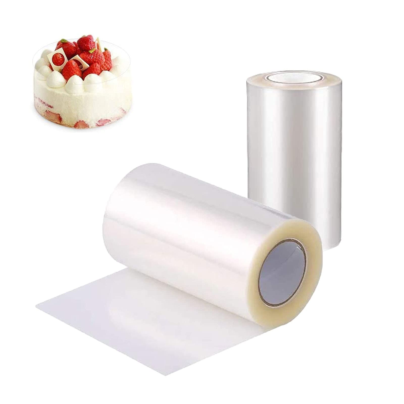 ZEACCT 2-Piece Cake Collar Set - Clear Acetate Strips for Cheesecake & Mousse, Reusable Baking Sheets for Chocolate Decorations, Includes 10cm & 8cm Sizes