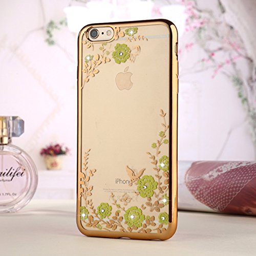 iPhone 7 Plus Case,Inspirationc [Secret Garden] Gold and Yellow PC Plating Clear Shiny Cover Series for Apple iPhone 7 Plus 5.5 Inch--Swarovski