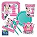 Minnie Mouse 1st Birthday Party Supplies - Deluxe Tableware Set for 16 Guests - Plates, Napkins, Cups, Cutlery