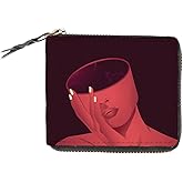 Kalankit Genuine Leather Women Wallet with Bi Fold Vegan Leather Card Holder Designer Ladies Clutch Abstract Art Purse with Zip Clouser