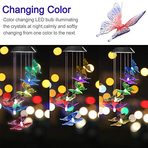 image for HOODO Wind Chime Solar Light Color Changing Butterfly LED Wind Chime P
