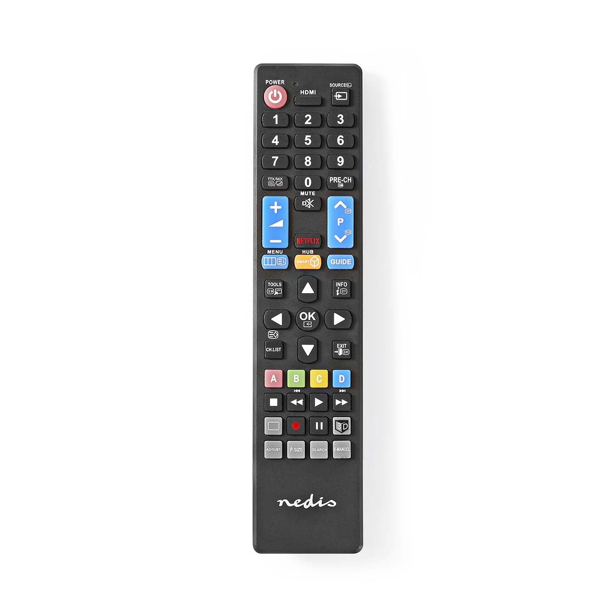 NEDIS Replacement Remote Control | Suitable for Tumble Dryers | Fixed | 1 Device | Netflix Button/Smart Hub Button | Infrared | Black