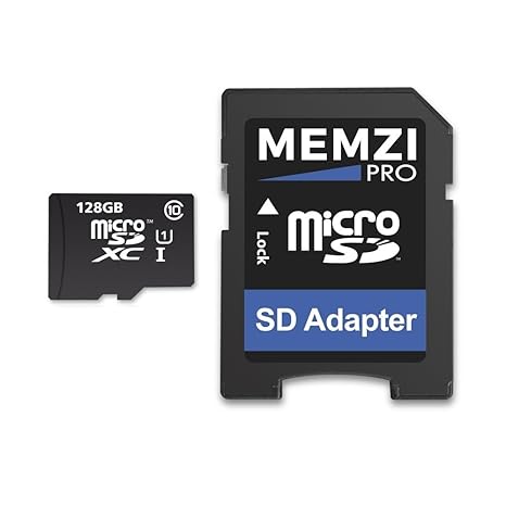 Memzi Pro 128 GB Class 10 80 MB/s Micro SDXC Speicherkarte mit SD Adapter für Nokia oder Microsoft Lumia Handys