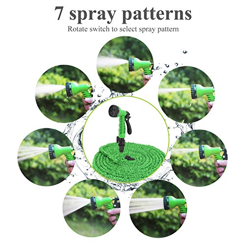 Veidoo Garden Hose,Expandable Hose,75 ft with 7 Pattern Spray Nozzle, High Pressure,Flexible for All Your Watering,Car Wash Use,Shower pet (Green)