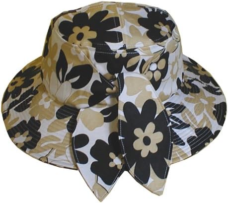 Womanswork 289 Black and White Floral Sun Hat with Tie