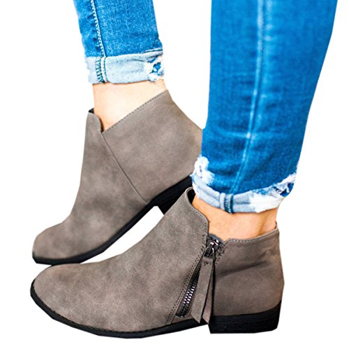 Huiyuzhi womens chunky stacked low heel ankle booties s…