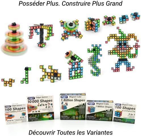 Magnet Fidget Spinner Glow - 16 Blocs, Jouet 3 en 1: Fidget Spinner Transformable, Infinity Cube, Puzzle Cube 2x2, Glow, STEM Magnet Tiles Cadeau d'anniversaire pour Enfant/garçon/Fille/Adulte