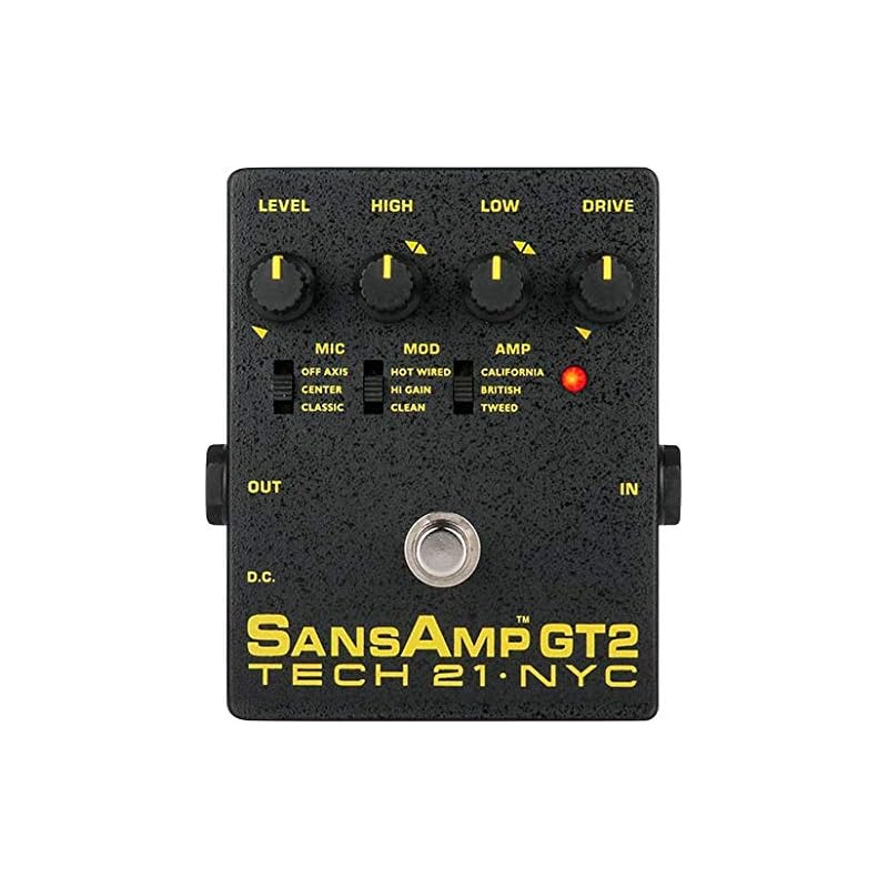 Tech 21 SansAmp GT2 Tube Amp Emulator Pedal Bundle with 2 Patch Cables