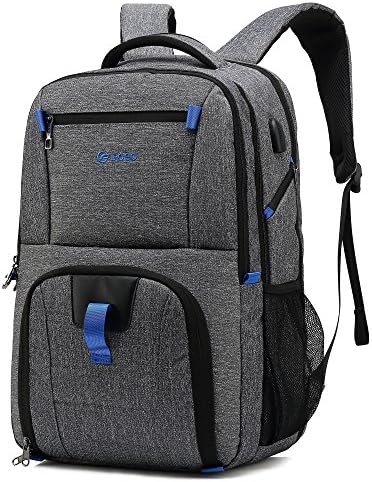 BISON DENIM Extra Large Laptop Backpack, Durable Lightweight Travel Bag with Computer Compartment and Usb Charging Port, Business Backpacks for Men Women Holds 17inch Laptops,Red